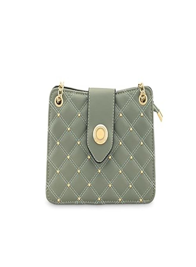 fastrack Chic Studded Quilted Sling Bag for Women | Crossbody with Zipper & Magnetic Button Closure, Metallic-Detail Strap & Utility Pocket | Stylish Everyday Shoulder Bag for College & Casual Outings - Image 5